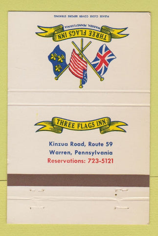 Matchbook Cover - Three Flags Inn Warren PA 40 Strike