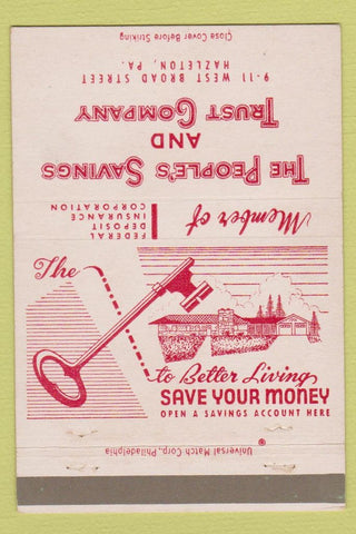 Matchbook Cover - People's Savings Trust Hazleton PA 40 Strike