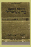 Matchbook Cover - WM Battersby Funeral Home Philadelphia PA WEAR 40 Strike