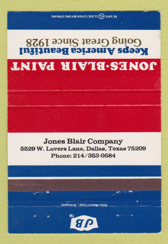 Matchbook Cover - Jones Blair Paint Dallas TX 40 Strike