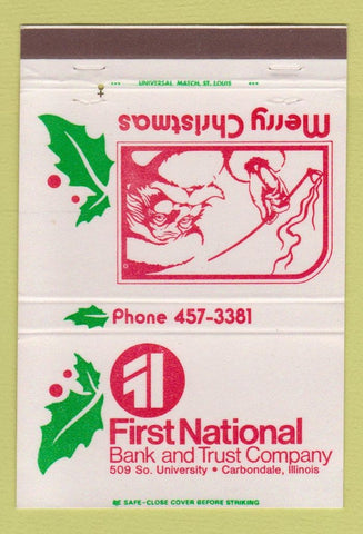 Matchbook Cover - 1st National Bank Trust Carbondale IL Christmas 40 Strike