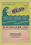 Matchbook Cover - Walker Fish Chicago IL WORN 40 Strike