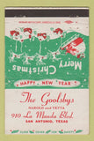 Matchbook Cover - Goolsbys San Antonio TX Christmas 1953 40 Strike