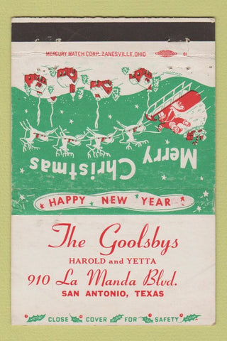 Matchbook Cover - Goolsbys San Antonio TX Christmas 1953 40 Strike