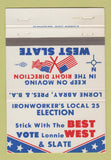 Matchbook Cover - West Slate Ironworker's Union #25 40 Strike