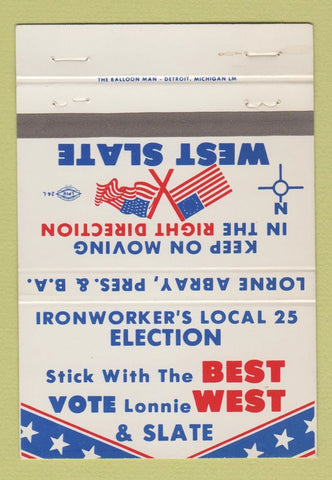Matchbook Cover - West Slate Ironworker's Union #25 40 Strike
