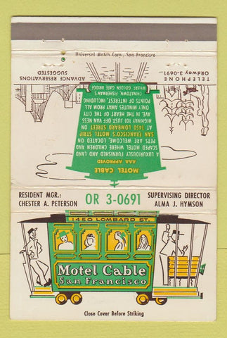 Matchbook Cover - Motel Cable San Francisco CA  40 Strike #1