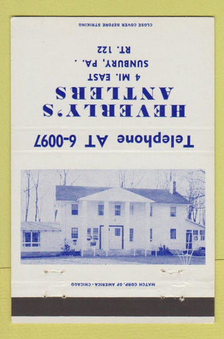 Matchbook Cover - Heverly's Antlers Sunbury PA 40 Strike