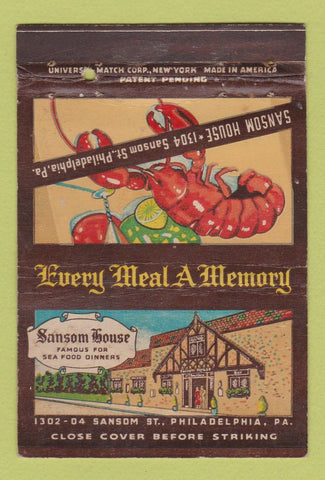 Matchbook Cover - Sansom House Philadelphia PA lobster WEAR 40 Strike