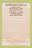 Matchbook Cover - Oliver Tire Cap Supply Oakland CA Flemington NJ 40 Strike