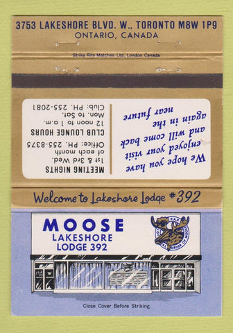 Matchbook Cover - Moose Lodge Toronto ON 40 Strike