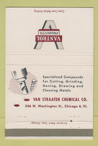 Matchbook Cover - Van Straaten Chemical Chicago IL Vantrol 40 Strike