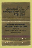 Matchbook Cover - Home Foamers Plumbing Insulation Lancaster MO 40 Strike