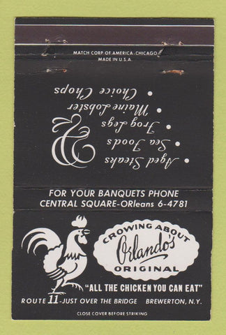 Matchbook Cover - Crowing About Orlando's Brewerton NY 40 Strike