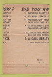 Matchbook Cover - RA Gall Real Estate Cleveland OH WORN 40 Stick