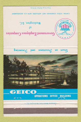 Matchbook Cover - Geico Insurance Financing Washington DC 40 Strike