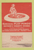 Matchbook Cover - Raysor's Variety Store Reading PA toys 40 Strike