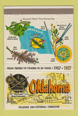 Matchbook Cover - Oklahoma OK 1957 Semi Centennial 40 Strike