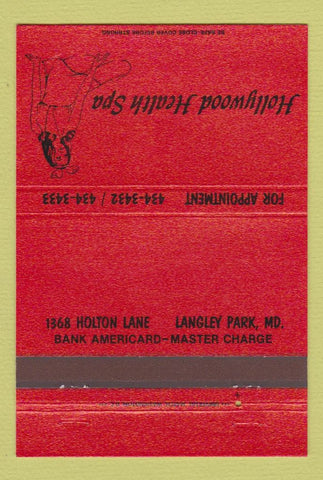 Matchbook Cover - Hollywood Health Spa girlie Langley Park MD massage 40 Strike
