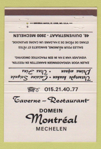 Matchbook Cover - Domein Montreal Mechelen QC restaurant 40 Strike