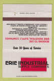 Matchbook Cover - Erie Industrial Supply PA Buffalo Elmira Pittsburgh 40 Strike