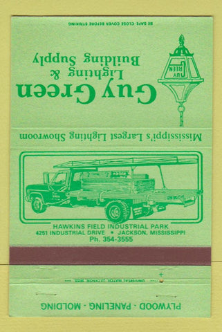 Matchbook Cover - Guy Green Lighting Building Supply Jackson MS 40 Strike