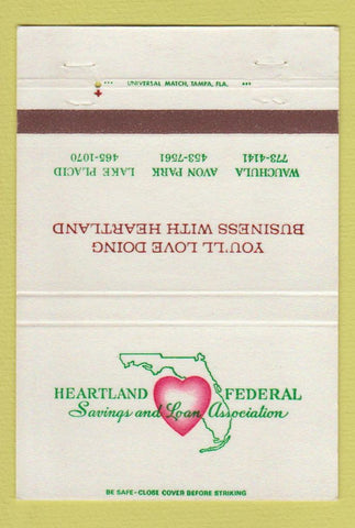 Matchbook Cover - Heartland Federal Savings Loan Wauchula Avon Park FL 40 Strike