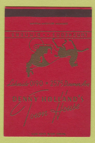 Matchbook Cover - Denny Holland's Town House Milwaukee WI SAMPLE RED 40 Strike