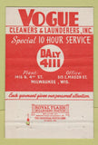 Matchbook Cover - Vogue Cleaners Milwaukee WI 40 Strike