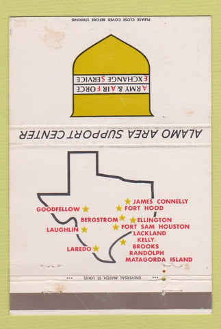 Matchbook Cover - Alamo Area Army Air Force Exchange TX STAINED 40 Strike