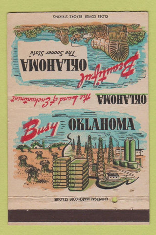Matchbook Cover - Oklahoma Tourism cowboy Pioneer girlie OK 40 Strike