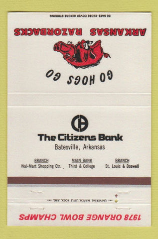 Matchbook Cover - Arkansas Razorbacks Batesville AR 1978 Schedule 40 Strike