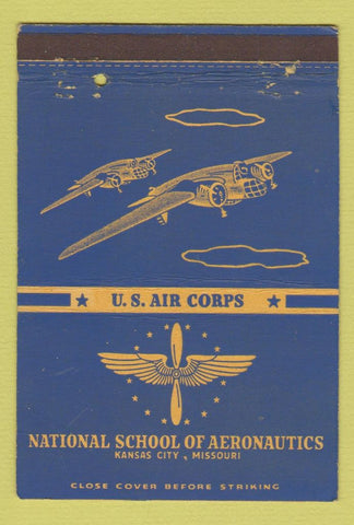 Matchbook Cover - National School Aeronautics Kansas City MO postcard 40 Strike