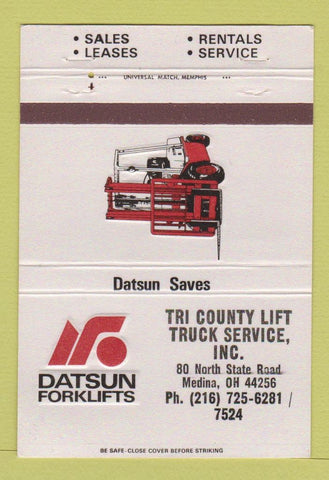 Matchbook Cover - Datsun Forklifts Medina OH 40 Strike