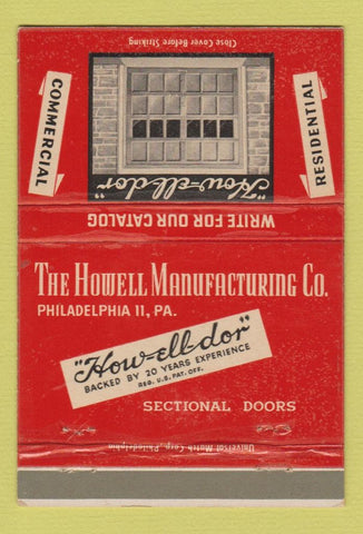 Matchbook Cover - How Ell Dor Howell Doors Philadelphia PA 40 Strike