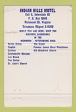 Matchbook Cover - Indian Hills Motel Richmond VA Civil War Lee Grant 40 Strike
