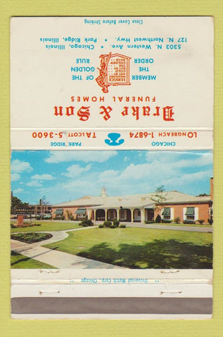 Matchbook Cover - Drake Son Funeral Home Chicago Park Ridge IL 40 Strike