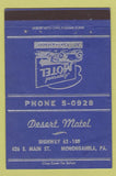 Matchbook Cover - Desert Motel Monongahela PA WORN 40 Strike