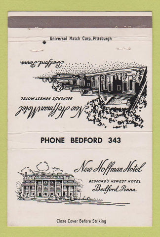 Matchbook Cover - New Hoffman Hotel Bedford PA 40 Strike