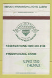 Matchbook Cover - Resorts International Casino Atlantic City NJ 40 Strike