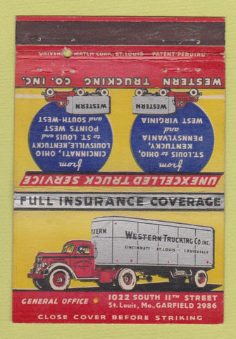 Matchbook Cover - Western Trucking St Louis MO WEAR 40 Strike