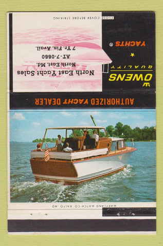 Matchbook Cover - Owens Yachts North East MD boats 40 Strike