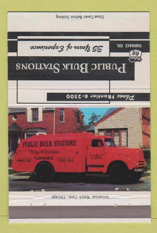 Matchbook Cover - Public Bulk Philipps 66 oil Chicago IL gas 40 Strike