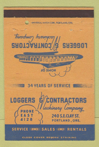 Matchbook Cover - Loggers Contractors Machinery Portland OR tractors 40 Strike