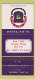 Matchbook Cover - Ontario Police College Aylmer West ON 30 Strike