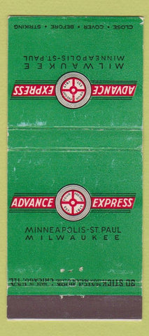 Matchbook Cover - Advance Express Trucking Minneapolis Milwaukee WEAR 30 Stick
