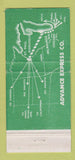 Matchbook Cover - Advance Express Trucking Minneapolis Milwaukee WEAR 30 Stick