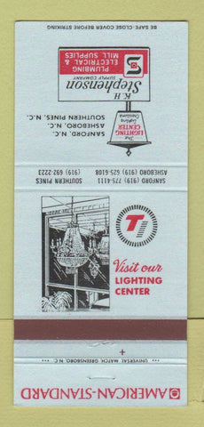 Matchbook Cover KH Stephenson Plumbing Electrical Sanford Asheboro NC 30 Strike