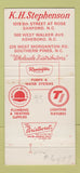 Matchbook Cover KH Stephenson Plumbing Electrical Sanford Asheboro NC 30 Strike