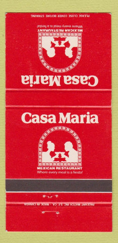 Matchbook Cover - Casa Maria Mexican Restaurant CA CHAIN 30 Strike